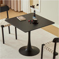 Table de salle à manger carrée, table tulipe de 80 cm dotée de plateau épais et pied en métal, table bistro moderne du milieu du siècle pour cuisine, petits espaces, salon, café (noir)