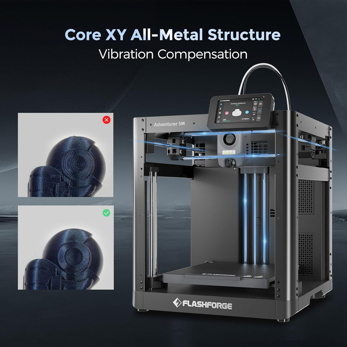 Imprimante 3D Adventurer 5M doté de nivellement automatique et grande vitesse