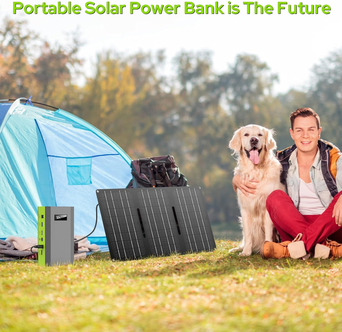 Générateur solaire compact portable avec panneaux 300 W, station d'alimentation avec panneau solaire 60 W, prise secteur 110 V, bloc d'alimentation solaire, générateur de camping, batterie externe 65 W avec alimentation CC pour ordinateur compact