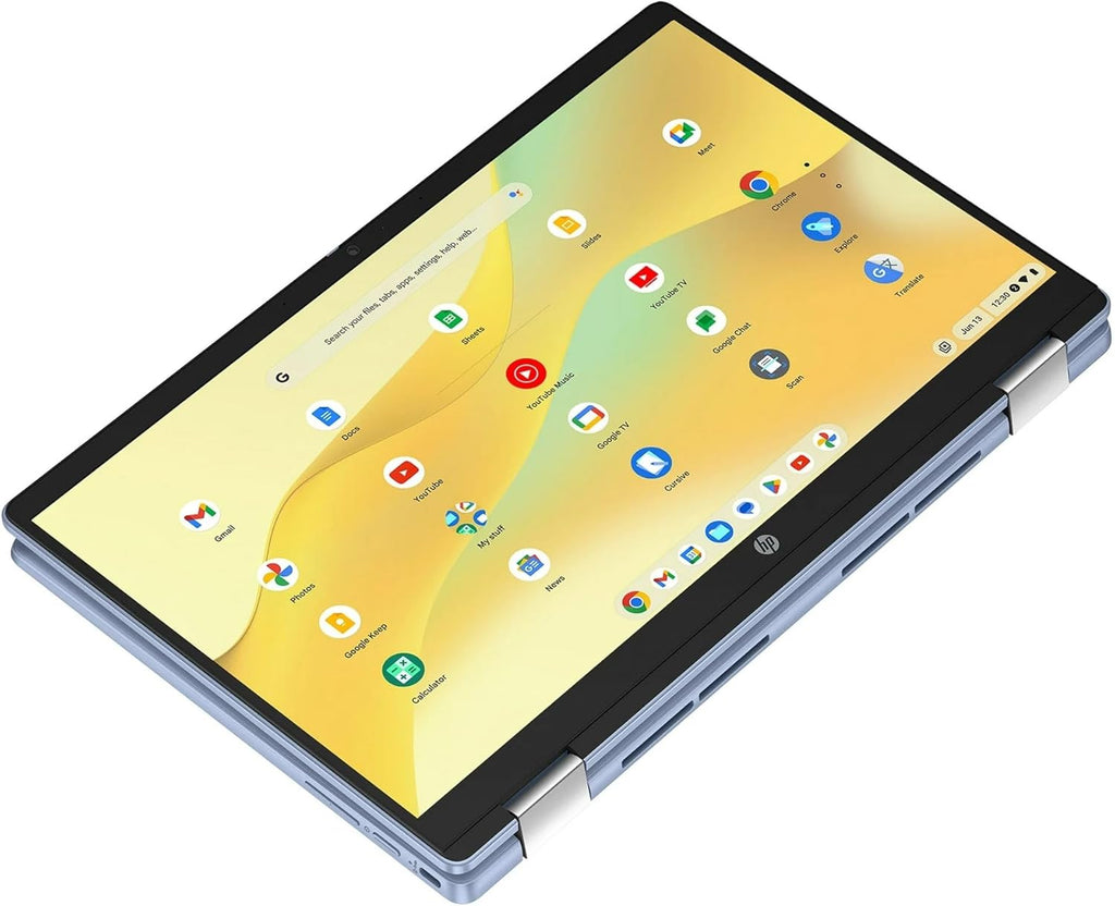 Chromebook convertible 2-en-1 HP bleu, écran tactile FHD 14 pouces, processeur Intel quadricœur jusqu'à 3,40 GHz, 4 Go de RAM, 64 Go de stockage, graphismes 4K, Wi-Fi ultra-rapide, Chrome OS (14b - Reconditionné)