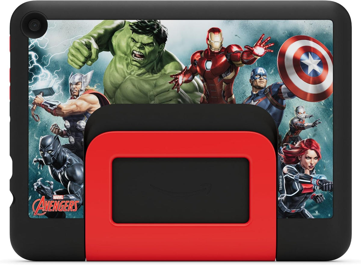 Tablette tactile Amazon Fire HD 8 Kids Pro (dernier modèle), 6-12 ans. Écran HD lumineux de 8 pouces, contenu sans publicité, contrôle parental, autonomie de 13 heures, étui fin pour les plus grands, 32 Go, Marvel Avengers.