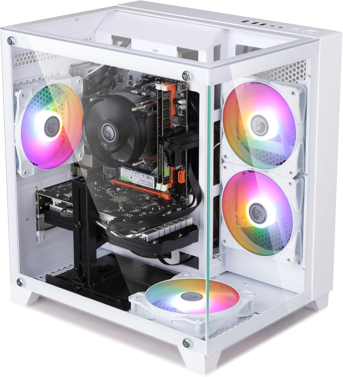 PC de bureau gaming pré-assemblé, processeur Intel Core i7 cadencé à 3,4-3,9 GHz, carte graphique RX590 doté de 8 Go de mémoire vidéo GDDR5, 16 Go de RAM, SSD de 512 Go, Wi-Fi 5.0, 4 ventilateurs RGB