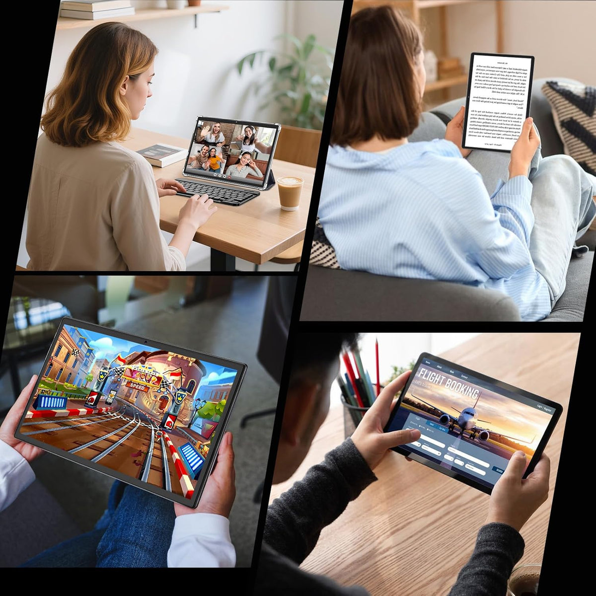 Tablette tactile avec clavier, tablette Android 15 (2026) avec 26 Go + 256 Go + 2 To extensible, écran 10 pouces, processeur 8 cœurs, intelligence artificielle Gemini, Wi-Fi 5G, batterie 8 000 mAh, Bluetooth 5.0, GPS, étui, souris et stylet inclus (é