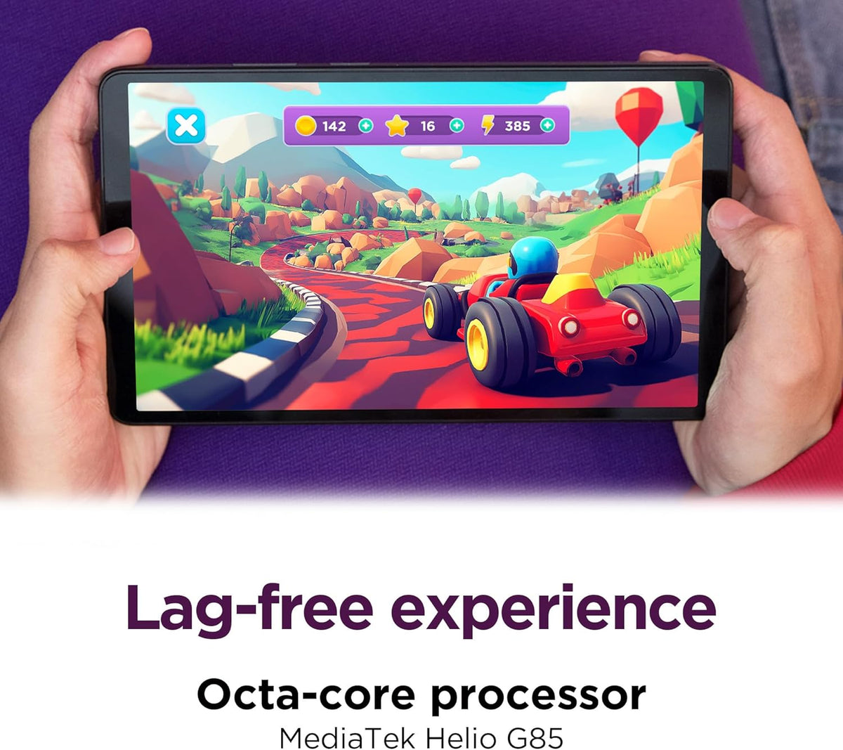 Lenovo Tab One - Tablette tactile légère - Jusqu'à 12,5 heures de streaming YouTube - Écran HD 8,7 pouces - 4 Go de mémoire - 64 Go de stockage - Processeur MediaTek Helio G85 - Étui folio inclus