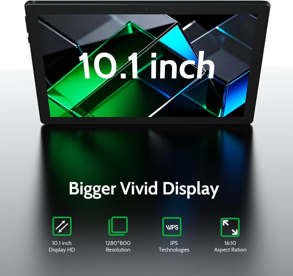 Tablette tactile DigiLand Android 15, tablette Android 10,1 pouces avec processeur octocœur, 6 Go de RAM + 64 Go de ROM (extensible via carte TF), caméra avant 2 MP/arrière 5 MP, batterie 6 000 mAh, tablette Wi-Fi Android 2025 - Noir (6 + 64 Go)