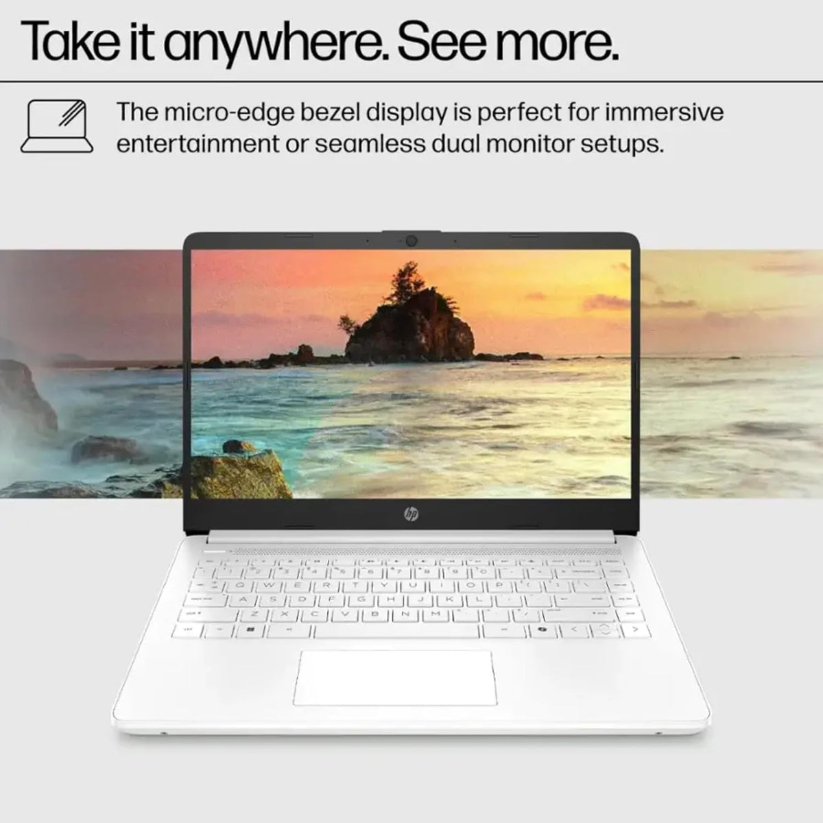 Ordinateur compact portable HP ultra-fin pour étudiants et professionnels | 1 an d'abonnement à Office 365 | Processeur Intel quadricœur, 8 Go de RAM | 1,6 To de stockage (1 To dans le cloud, 512 Go de disque dur externe et 128 Go de SSD) | Windows