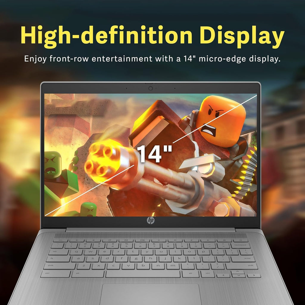 Ordinateur compact portable HP Chromebook 14 HD Premium pour étudiants et professionnels : processeur quadricœur Celeron N4120, 4 Go de RAM, 564 Go de stockage (64 Go eMMC + 500 Go extensible), webcam, batterie longue durée, Chrome OS + accessoires