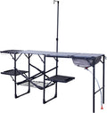 Station de cuisine extérieure GCI Master Cook Station | Table de cuisine pliante portable dotée de évier à coque souple, plateau résistant à la chaleur et perche télescopique pour lanterne, idéale pour le camping