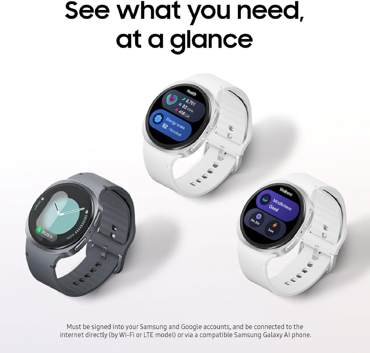 Présentation : Montre connectée Samsung Galaxy Watch 8 (2025) 40 mm Bluetooth, design coussin, suivi d'activité, coaching du sommeil et de la course à pied, score d'énergie, suivi de la fréquence cardiaque, couleur graphite, version américaine, garan
