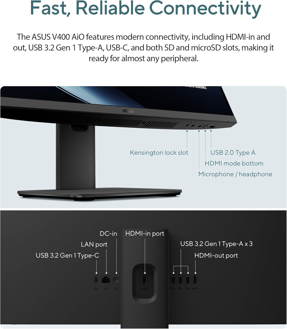 ASUS V470 Ordinateur tout-en-un 27" FHD tactile antireflet, 16 Go de RAM DDR5, SSD 1 To, Processeur Intel® Core™ i5-13420H, Windows 11 Famille, Clavier et souris doté de connectivité filaires inclus, V470VA-MS504T Noir