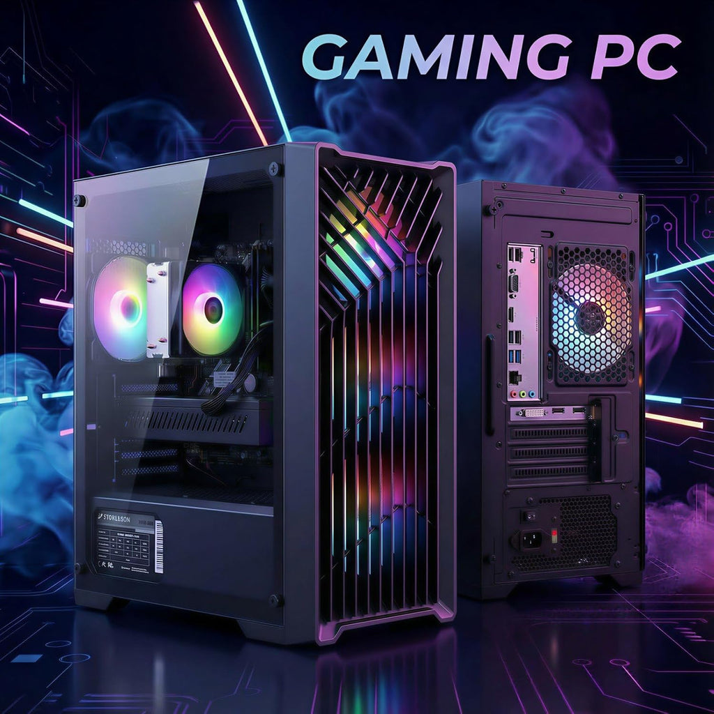 Ordinateur de bureau gaming STGAubron : processeur Intel Core i7 allant jusqu'à 3,9 GHz, carte graphique GeForce RTX 2060 6 Go, 32 Go de RAM, SSD de 512 Go, Wi-Fi 6, Bluetooth 5.0, 4 ventilateurs RGB, Windows 11 Famille.
