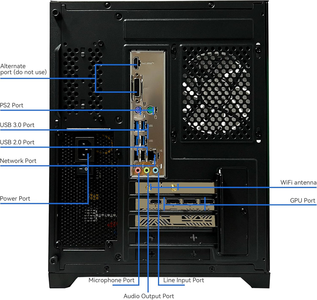 PC de bureau gaming Ryzen 7 5700X, RTX 5060, 32 Go de RAM DDR4, SSD M.2 NVMe 1 To, refroidissement liquide, ventilateurs ARGB, configuration bureautique pour la conception de jeux. – Modèle pratique
