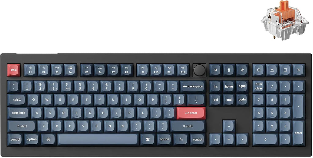 Clavier mécanique à connectivité sans fil Keychron V6 Max, Bluetooth 5.1 2,4 GHz, format QMK complet, rétroéclairage RGB, interrupteurs rouges silencieux remplaçables à chaud, compatible Mac, Windows et Linux.