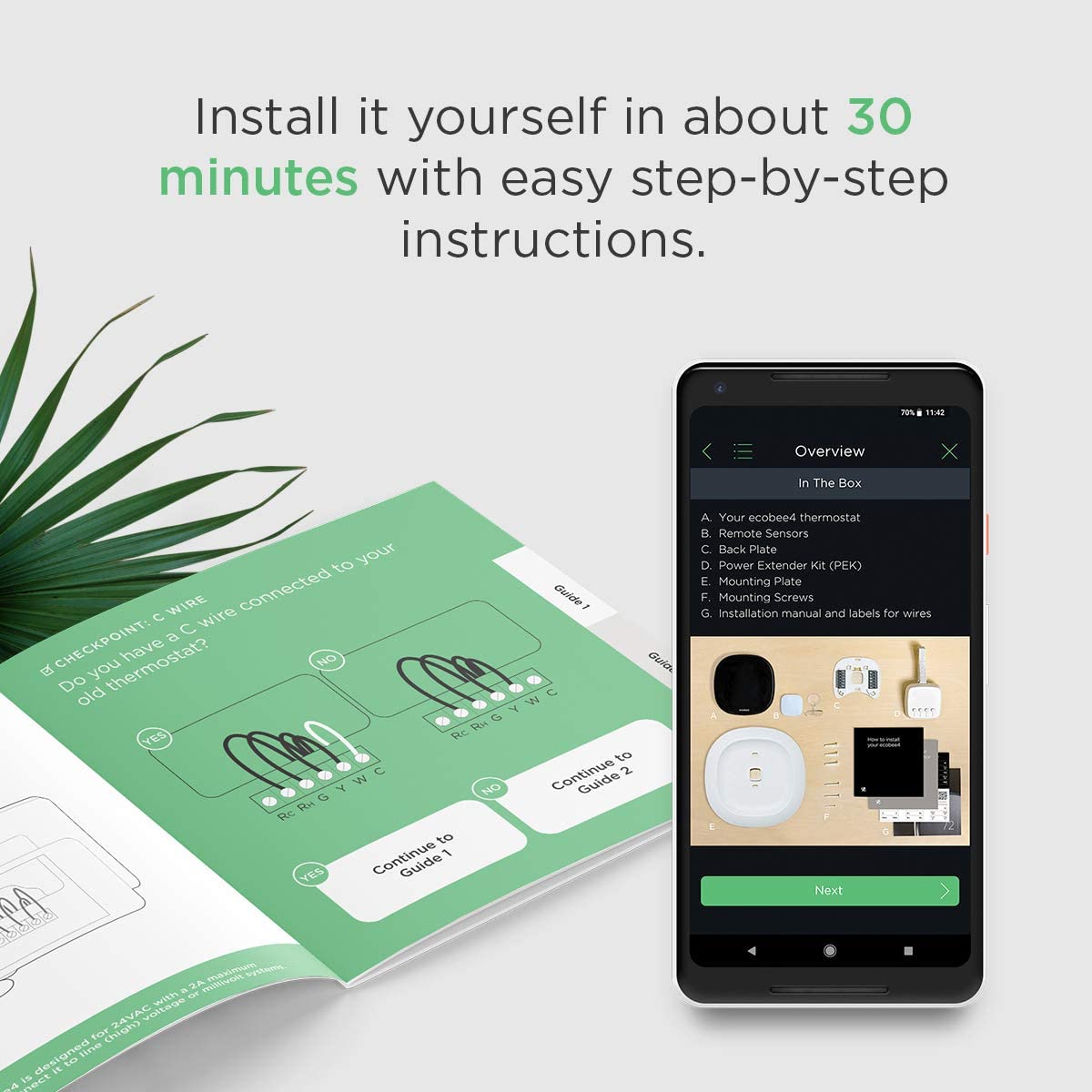 Thermostat intelligent 4 pouces doté de Alexa intégrée et capteur de température ambiante inclus