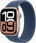 Présentation : Apple Watch Series 10 GPS 46 mm - Boîtier en aluminium or rose avec bracelet sport en denim S/M (Reconditionnée)