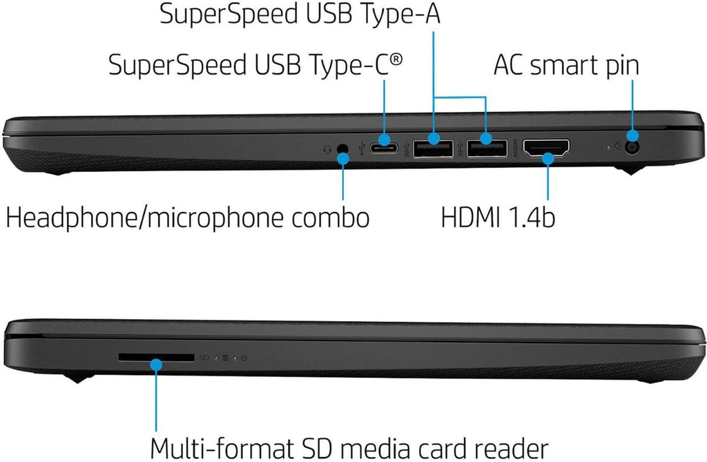 Ordinateur compact portable HP pour étudiants et professionnels, écran HD 14 pouces, processeur Intel Quad-Core N4120, 4 Go de RAM DDR4, 64 Go de stockage eMMC, abonnement d'un an à Office 365, webcam, lecteur de carte SD, HDMI, Wi-Fi, Windows 11