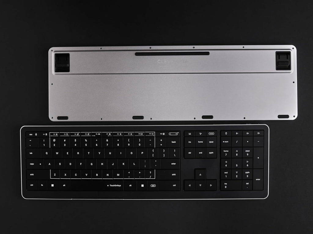 CLVX 1 Windows | Clavier IA tactile et gestuel | Bluetooth et USB-C | Touches ciseaux silencieuses à profil bas | Rétroéclairage RGB interactif | Châssis en aluminium | Compatible Windows/Linux/Android – Modèle pratique