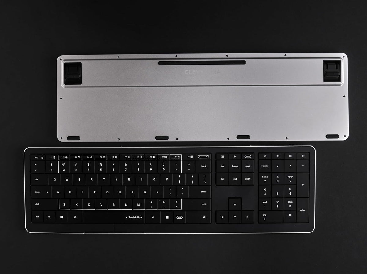CLVX 1 Windows | Clavier IA tactile et gestuel | Bluetooth et USB-C | Touches ciseaux silencieuses à profil bas | Rétroéclairage RGB interactif | Châssis en aluminium | Compatible Windows/Linux/Android – Modèle pratique