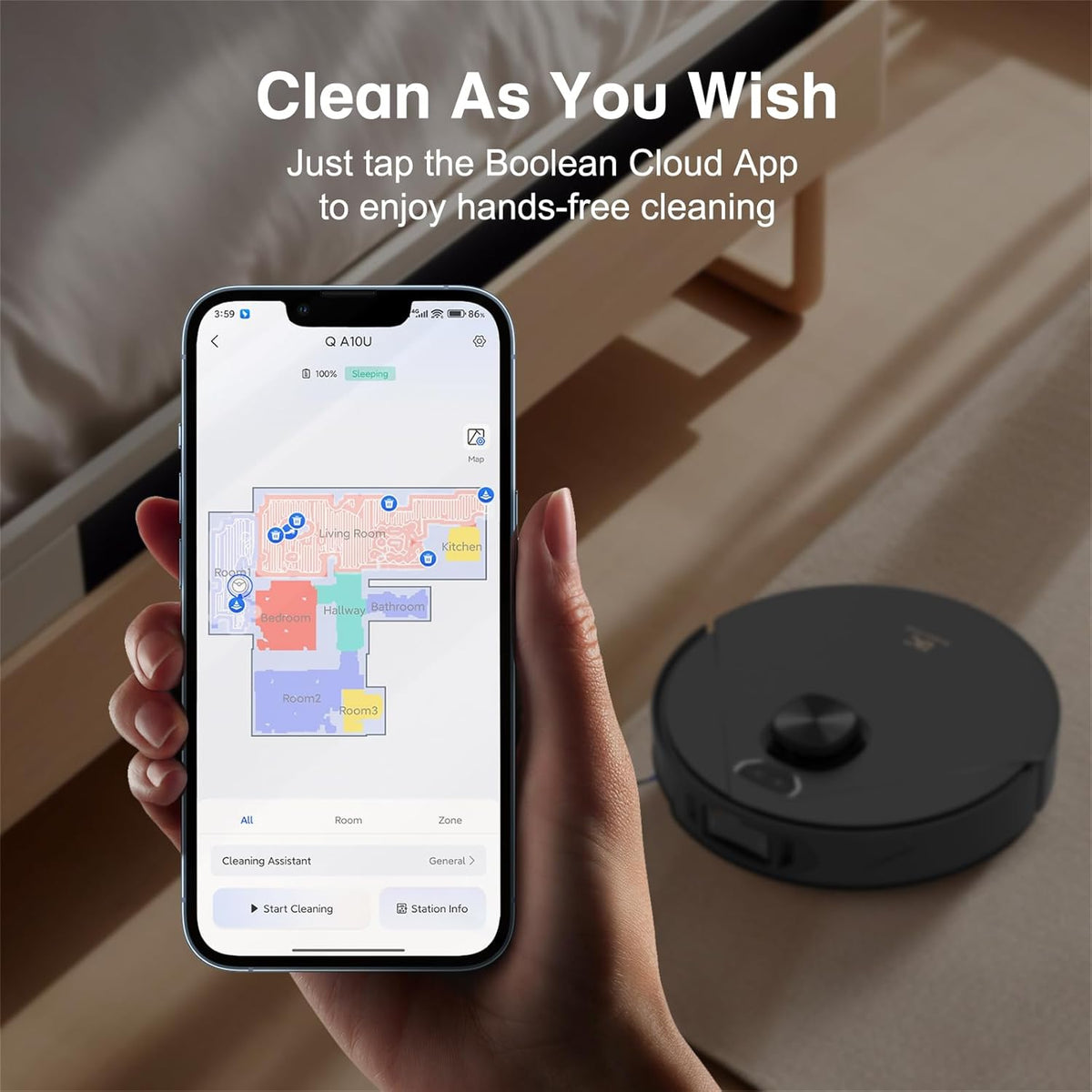 Aspirateur et laveur robot Bcdroid A10 Ultra, aspiration de 25 000 Pa, système de triple levage, vidage et remplissage automatiques, station de nettoyage tout-en-un, évitement des obstacles par IA – Modèle pratique
