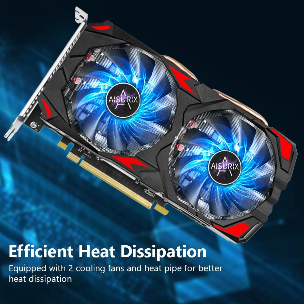 Carte graphique Kelinx AISURIX RX 580, 2048SP, 8 Go physiques, GDDR5, 256 bits, carte vidéo de jeu PC, 2 ports DP, HDMI, PCI Express 3.0 doté de fonction Freeze Fan Stop pour PC de bureau.
