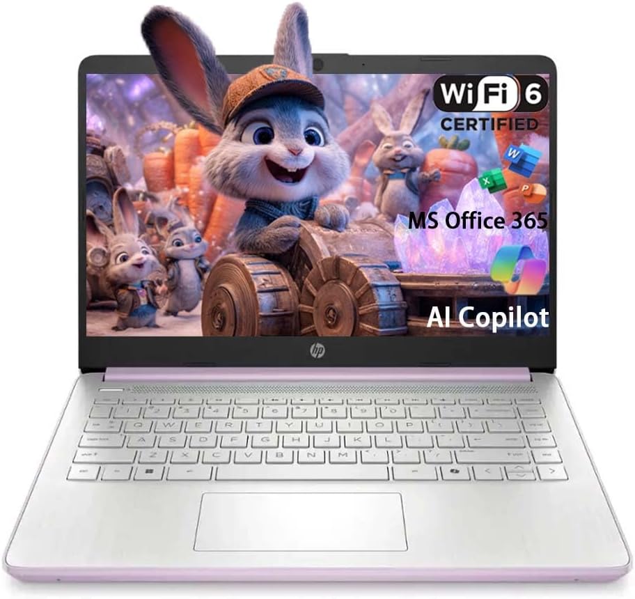 Ordinateur compact portable professionnel HP Stream 14 pour étudiants, Microsoft Office 365, Copilot AI, 4 Go de RAM, 128 Go de stockage UFS, 1 To de stockage cloud, processeur Intel N150 (quadricœur), coloris Miel Lavande, Windows 11 Famille avec