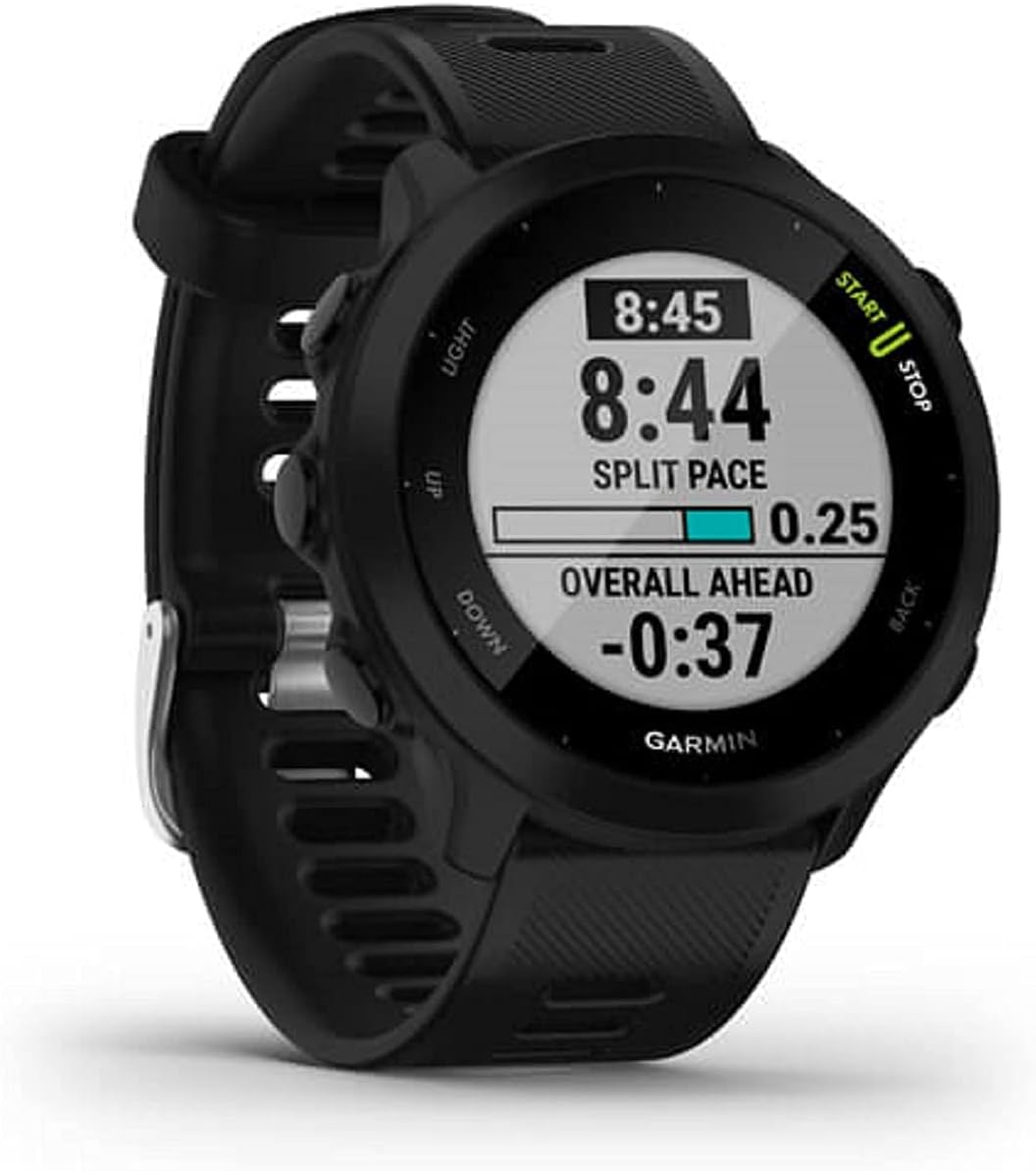 Montre de course GPS Garmin Forerunner 55 doté de suggestions d'entraînement quotidiennes, allant jusqu'à 2 semaines d'autonomie, noire (reconditionnée)