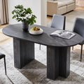 Table de salle à manger ovale moderne en bois OKD de 160 cm (63 pouces) pour 4 à 6 personnes, dotée de piètement stable en forme de T, structure en métal et plateau épais. Table robuste idéale pour la salle à manger, la cuisine ou les réunions de fam