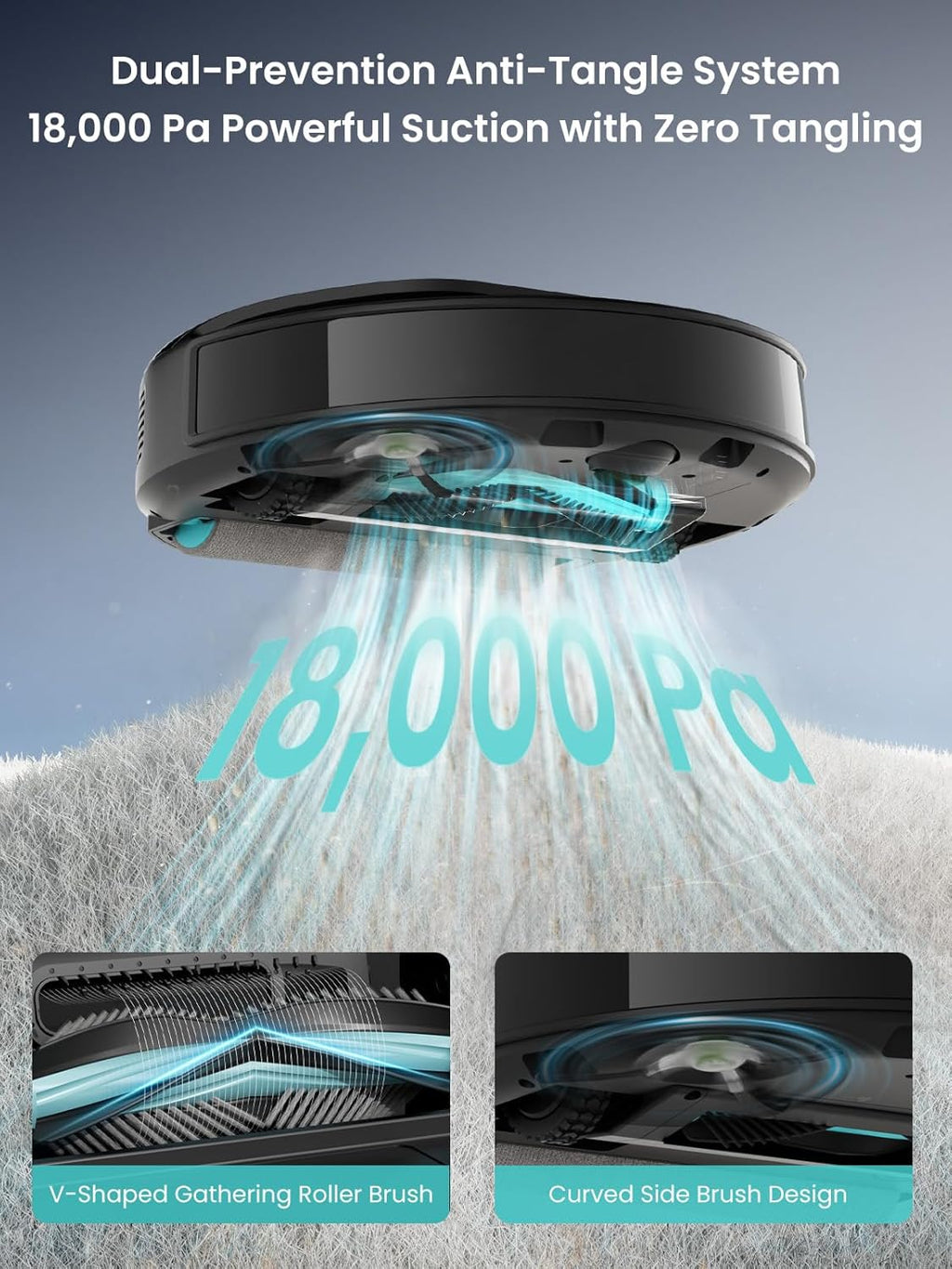 Aspirateur et laveur robot Lefant LiDAR, aspiration de 18 000 Pa, système d'évitement d'obstacles intelligent PSD 2.0, aspirateur robot tout-en-un doté de vidage automatique du bac pendant 120 jours, lavage, séchage et remplissage automatiques…