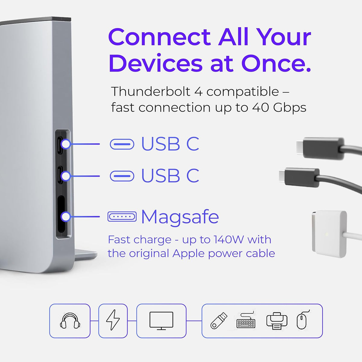 Station d'accueil pour MacBook Pro 16 pouces d'Apple - Connectez deux écrans grâce à deux ports Thunderbolt 4 USB-C - Hub de station d'accueil pour Mac - Compatible avec les MacBook Pro 16 pouces (2021-2024 M1 M2 M3 M4 Pro et Max)