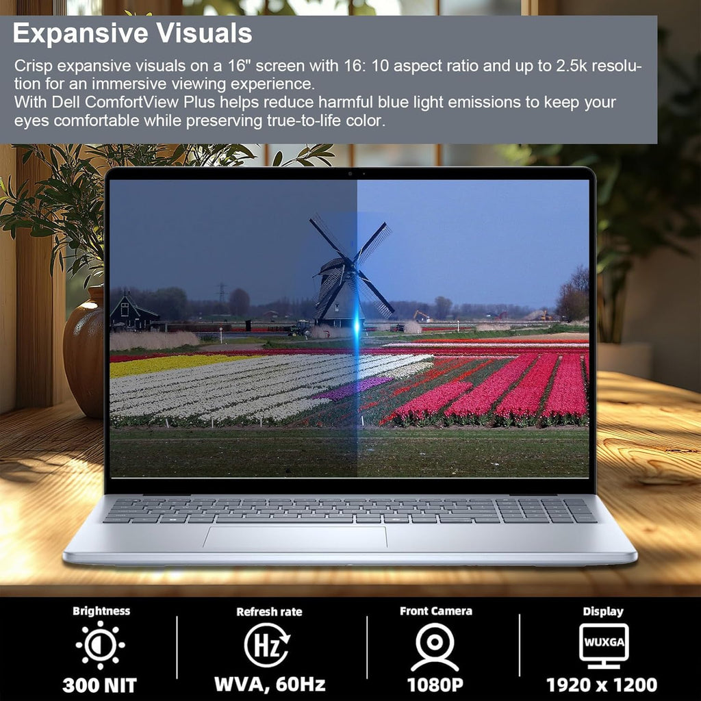 Ordinateur compact portable professionnel Dell Inspiron 16 : écran tactile 16:10 FHD+ (1920 x 1200), processeur Intel Core i7-150U, 64 Go de RAM DDR5, SSD de 4 To, clavier rétroéclairé, Wi-Fi 6E, licence à vie Microsoft Office et souris dédiée