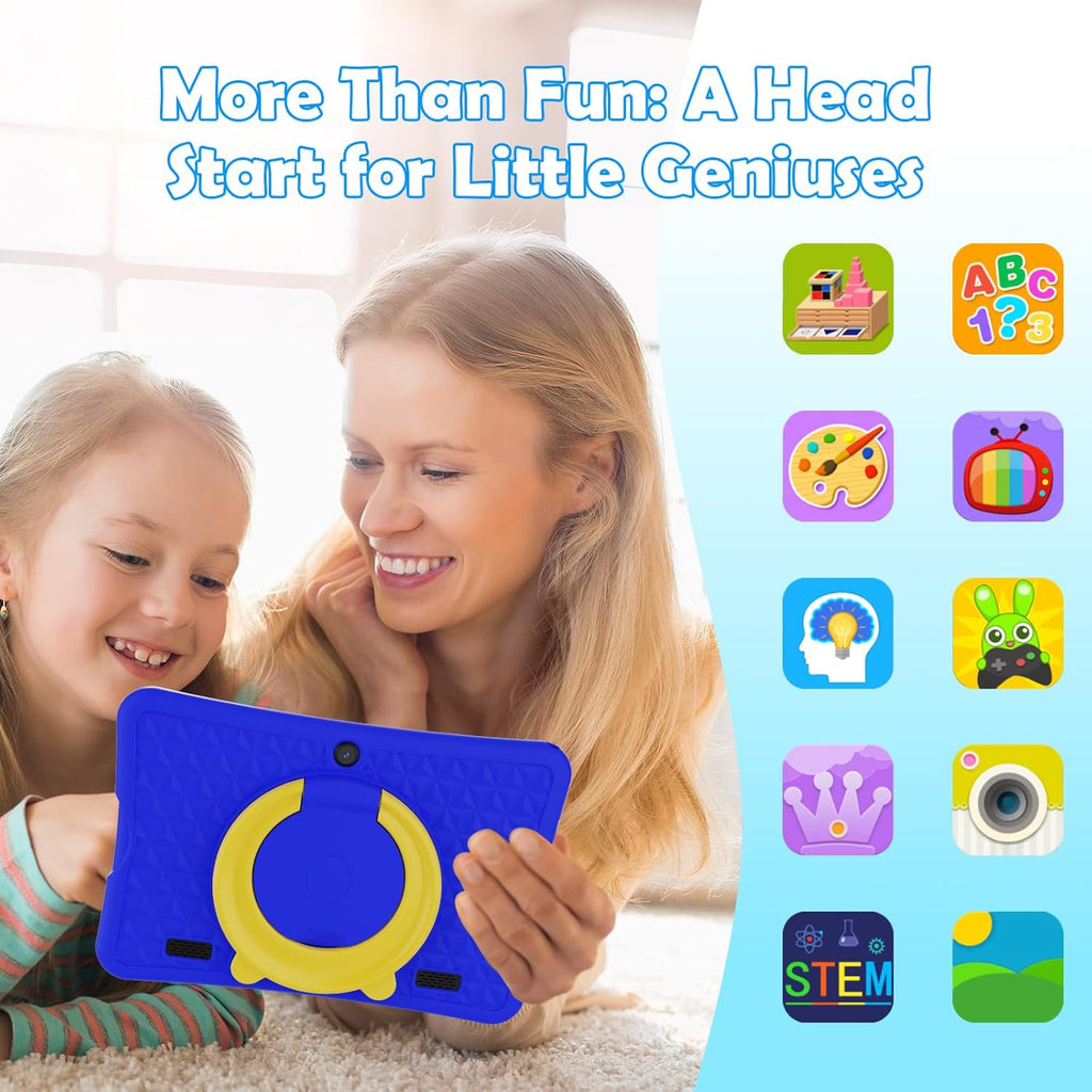Tablette tactile DigiLand pour enfants 10,1 pouces, Android 15, 6 Go de RAM + 64 Go de ROM (extensible via carte TF), contrôle parental, applications pour enfants préinstallées, double caméra 2 MP + 5 MP, tablette éducative Android avec étui de prote