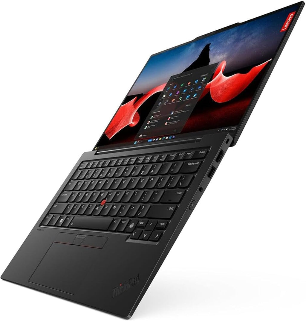 Ordinateur compact portable Lenovo ThinkPad X1 Carbon tactile de 13e génération, processeur Intel Ultra 7 265U, écran 14 pouces WUXGA 100 % sRGB, 32 Go de RAM DDR5, SSD NVMe haute performance de 1 To, webcam FHD+ IR+ RGB et Windows 11 Professionnel.