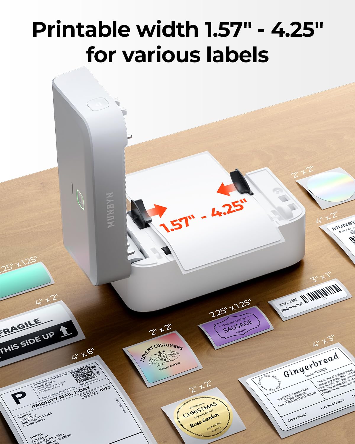 Imprimante d'étiquettes thermique Bluetooth MUNBYN RW403B - 4x6 à connectivité sans fil