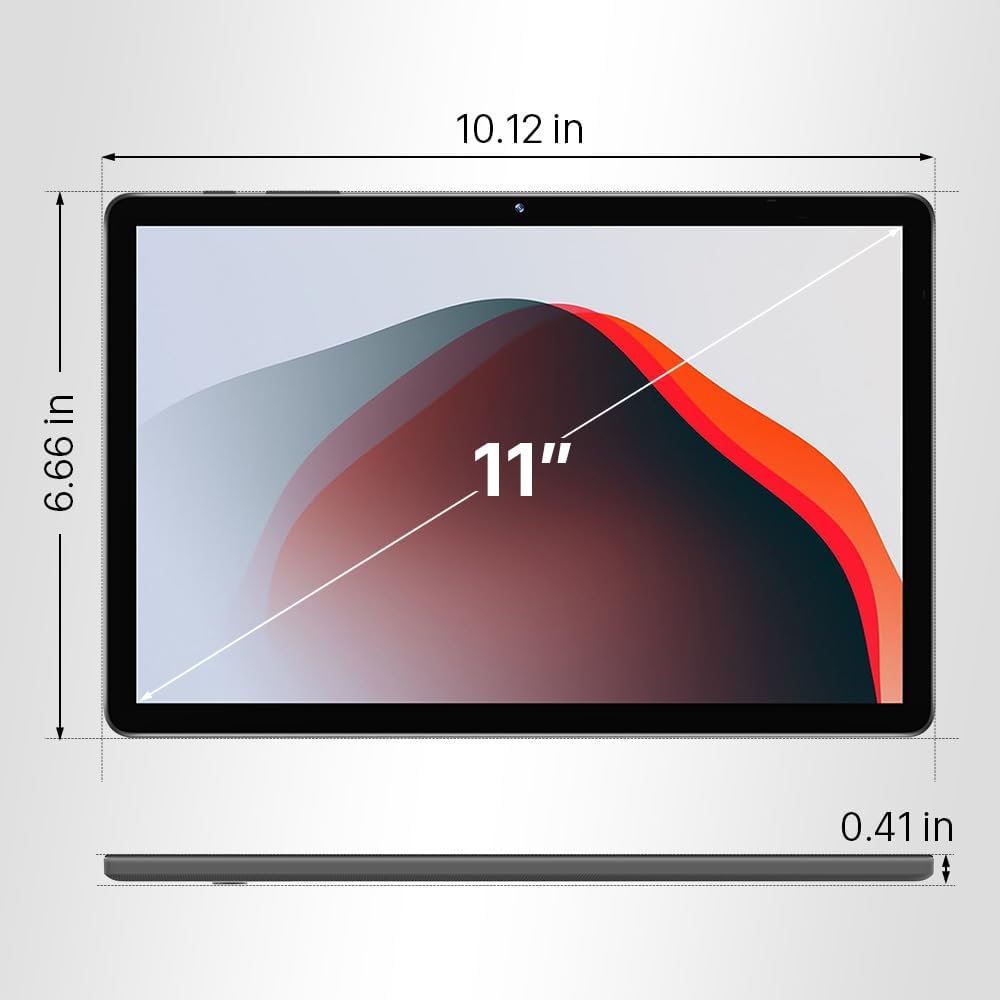 Tablette tactile ApoloMedia 11, 2026 Android 15 avec processeur octocœur, 8 Go de RAM + 128 Go de ROM (extensible à 1 To), batterie 7000 mAh, grand écran HD IPS, Wi-Fi 6 et Bluetooth 5.0, compatible GMS (étui non inclus)