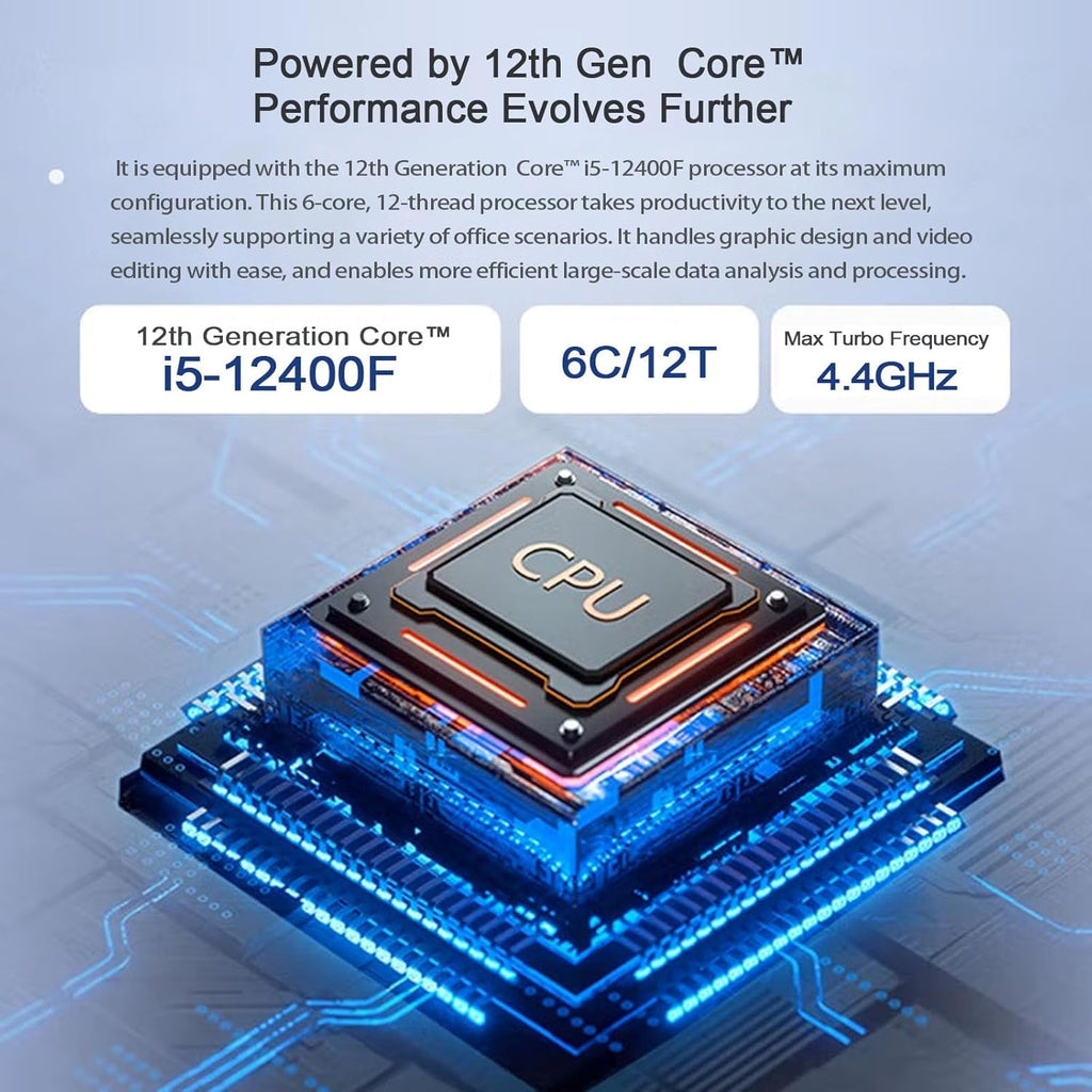 Ordinateur de bureau tout-en-un 27 pouces (3840 x 2160) UHD 4K, processeur Intel Core i5 de 12e génération (allant jusqu'à 4,6 GHz), disque SSD M.2 de 1 To, 16 Go de RAM, Wi-Fi 6, blanc. Clavier et souris inclus.