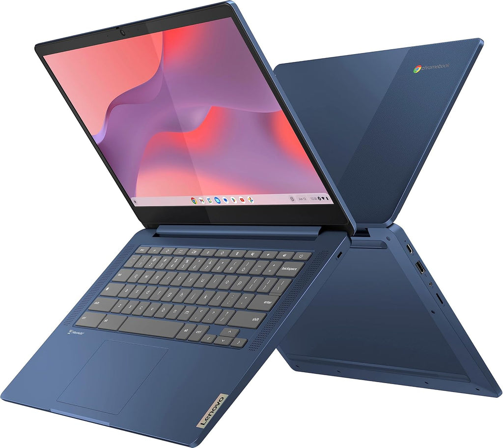Chromebook haut de gamme Lenovo, ordinateur compact portable fin et léger avec écran tactile FHD de 14 pouces, processeur MediaTek Kompanio 520 à 8 cœurs, 4 Go de RAM, 64 Go de stockage eMMC, Wi-Fi 6, Chrome OS, bleu abysse