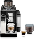 Machine à expresso automatique De'Longhi Rivelia doté de broyeur et mousseur à lait – Machine à café tout-en-un, latte chaud et glacé, cappuccino, système de sélection des grains, broyeur à meules, design italien au format compact, noir