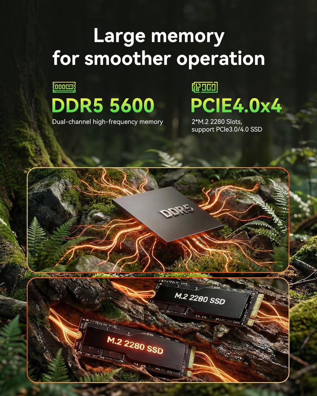 Mini PC AOOSTAR MACO AMD R7 PRO 8845HS doté de 32 Go de RAM DDR5, SSD NVMe de 1 To, OCULINK, 2 ports USB 4.0 (PD | 8K à 60 Hz), HDMI 2.1, 1 port DP 1.4, 2 ports LAN 2,5 GHz, 2 emplacements M.2
