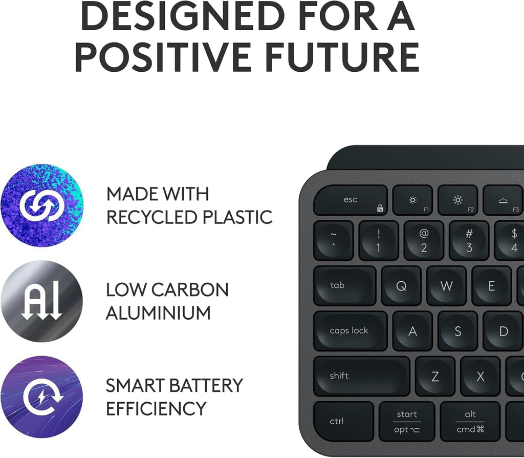 Clavier à connectivité sans fil Logitech MX Keys S, profil bas, frappe fluide, précise et silencieuse, touches programmables, rétroéclairage, Bluetooth, rechargeable par USB-C, compatible PC Windows, Linux, Chrome OS et Mac - Graphite