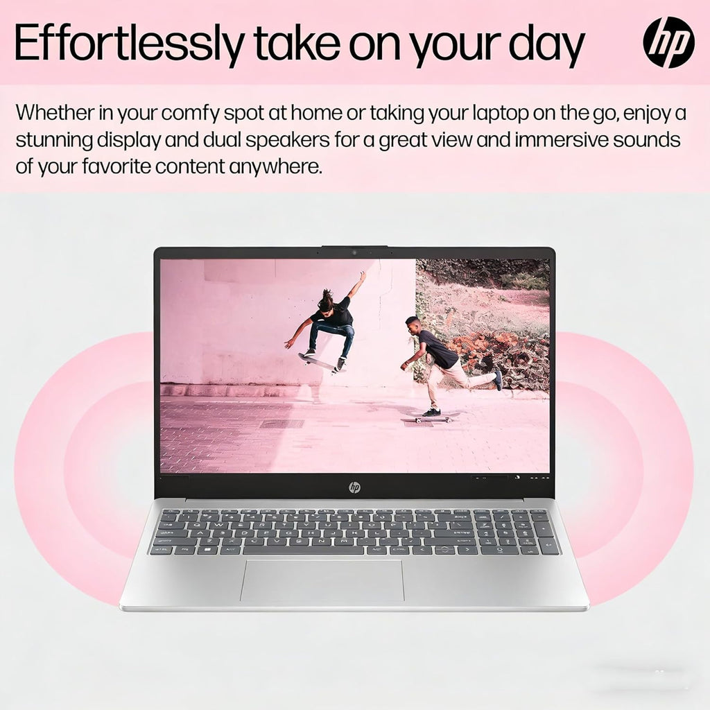 Ordinateur compact portable HP 15,6" FHD Édition 2026 avec Copilot AI, 16 Go de RAM, SSD de 512 Go, processeur Intel, autonomie longue durée, poids léger (1,65 kg), Microsoft 365, Windows 11 pour étudiants et Office, câble RJ45