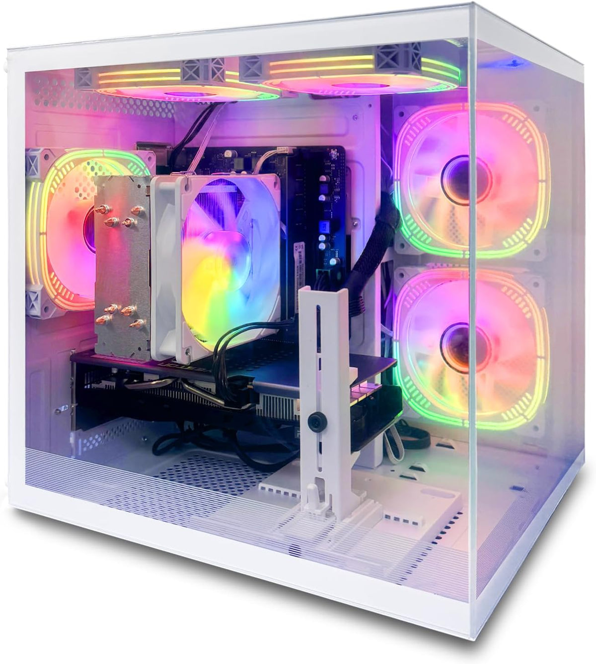 PC de jeu pré-assemblé Ryzen 5 5500 3,6 GHz (6 cœurs, 12 threads, allant jusqu'à 4,2 GHz), Radeon RX6500XT, 4 Go de RAM DDR4, 16 Go de espace de stockage NVMe, SSD de 512 Go, Wi-Fi 6, format tour, adapté à un usage domestique et le bureau.