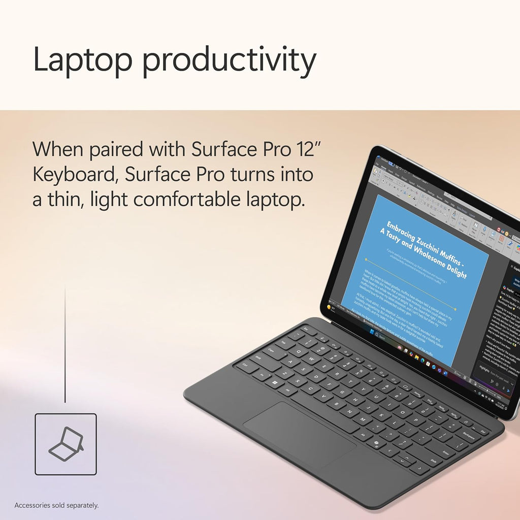 Microsoft Surface Pro 2-en-1 (2025) : ordinateur compact portable/tablette, Windows 11, Copilot+, écran tactile 12 pouces, processeur Snapdragon X Plus (8 cœurs), 16 Go de RAM, 256 Go de stockage, finition platine.