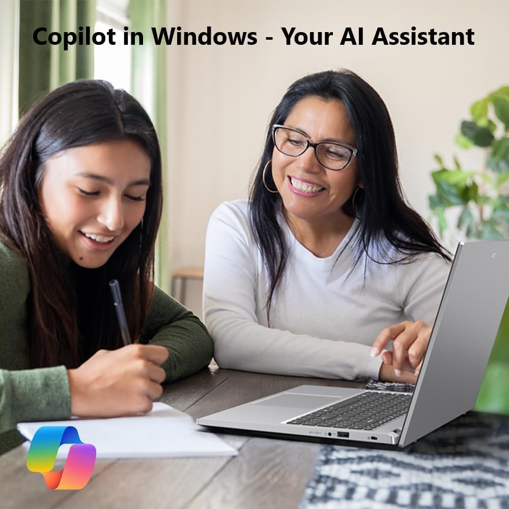 Ordinateur compact portable Acer Aspire Slim | Écran Full HD 15,6 pouces | Processeur Intel Core 3 N355 à 8 cœurs | 8 Go de RAM | SSD 128 Go | Compatible avec Copilot AI | Microsoft Office sur le Web | HDMI | Wi-Fi 6 | Windows 11 | Souris non incluse