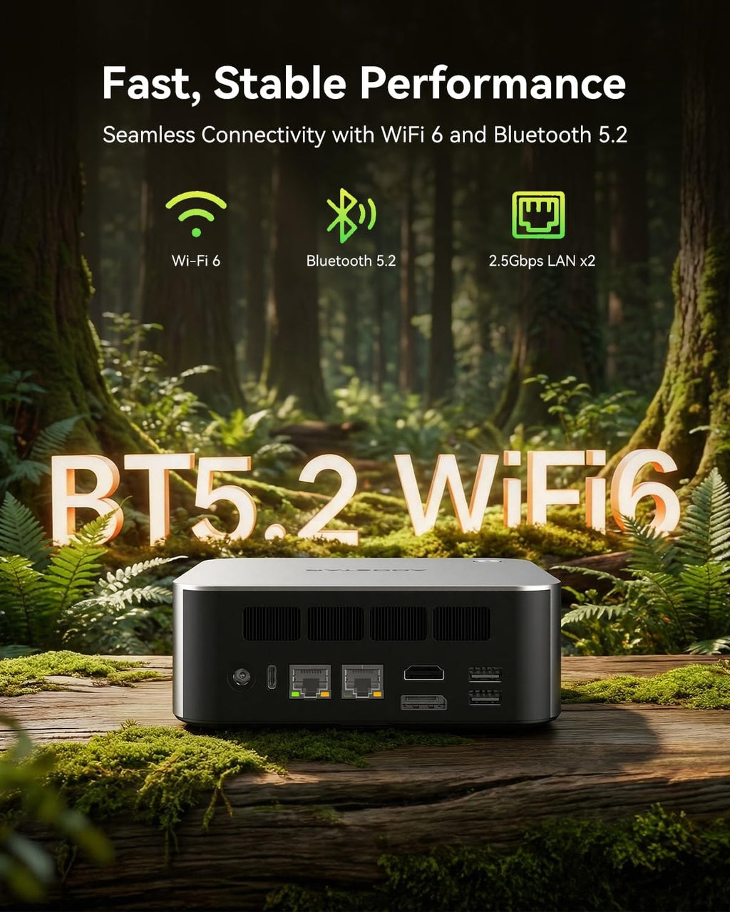 Mini PC AOOSTAR MACO AMD R7 PRO 8845HS doté de 32 Go de RAM DDR5, SSD NVMe de 1 To, OCULINK, 2 ports USB 4.0 (PD | 8K à 60 Hz), HDMI 2.1, 1 port DP 1.4, 2 ports LAN 2,5 GHz, 2 emplacements M.2