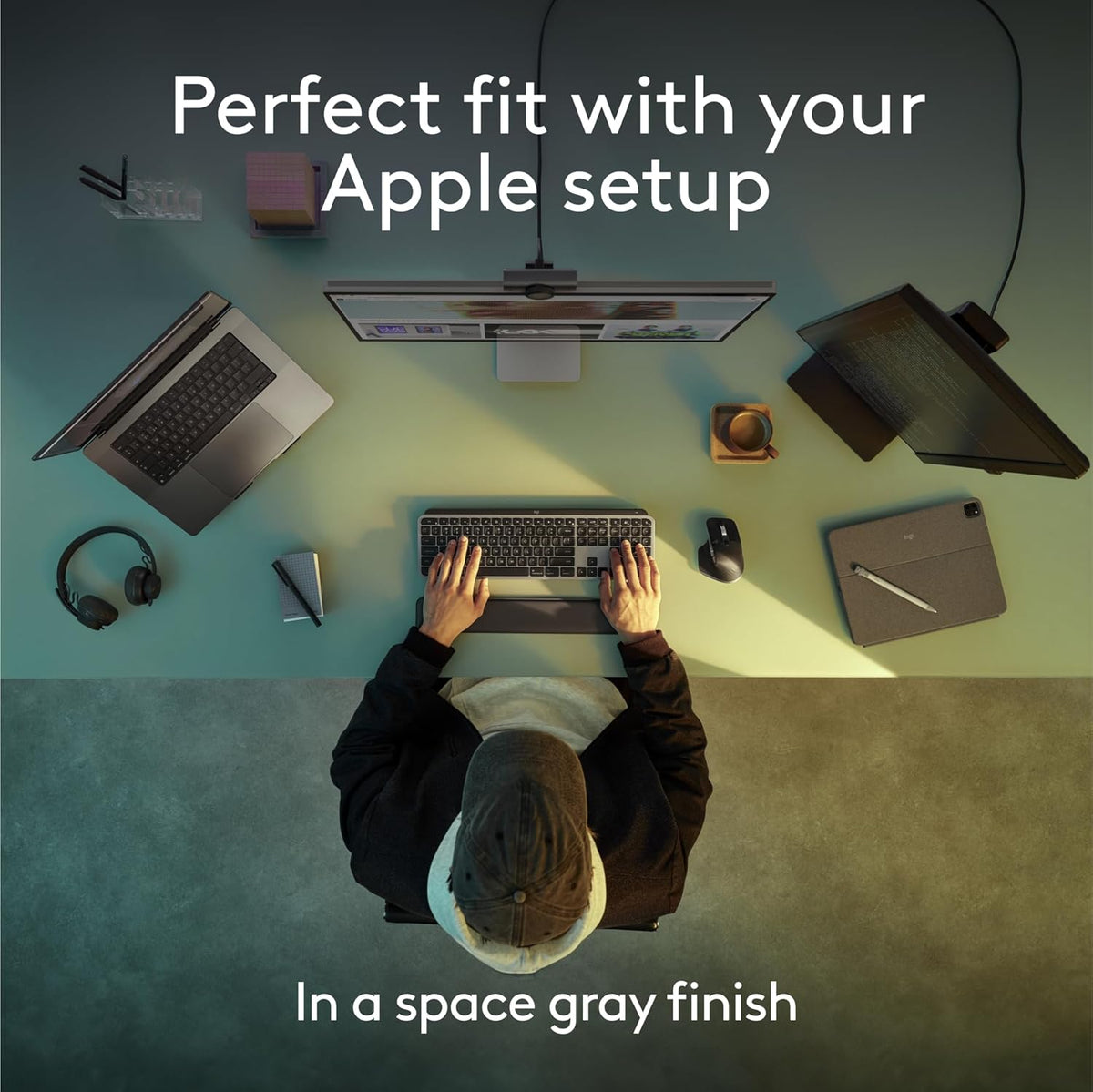 Logitech MX Keys S pour Mac, clavier sans fil, frappe fluide et précise comparable à celle d'un ordinateur compact portable, touches programmables, rétroéclairage, Bluetooth, rechargeable par USB-C pour MacBook Pro, MacBook Air, iMac et iPad - Gris