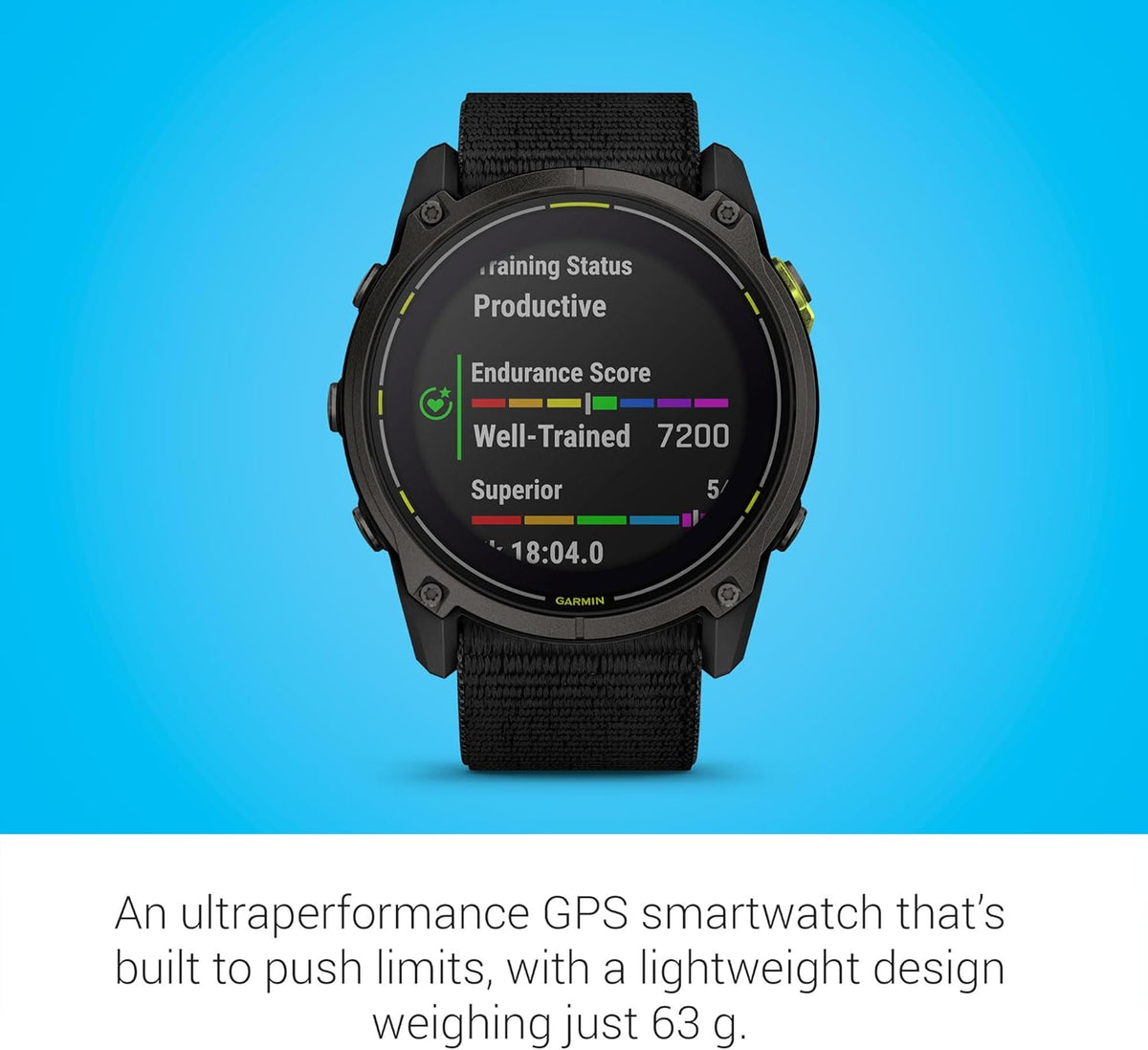 Présentation : Garmin Enduro™ 3 – 51 mm Montre connectée GPS ultra-performante avec boîtier en titane DLC gris carbone et bracelet en nylon noir UltraFit